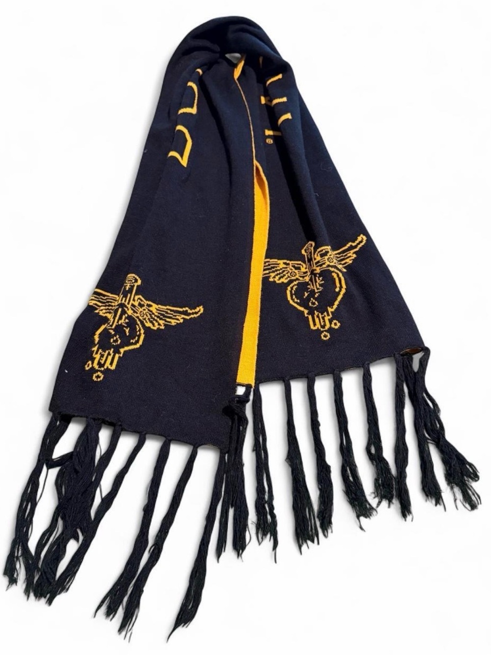 Bon Jovi black & yellow scarf with black logo and text